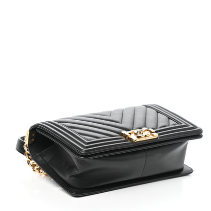 Chanel Calfskin Chevron Quilted Medium Boy Flap Black 4 of 9
