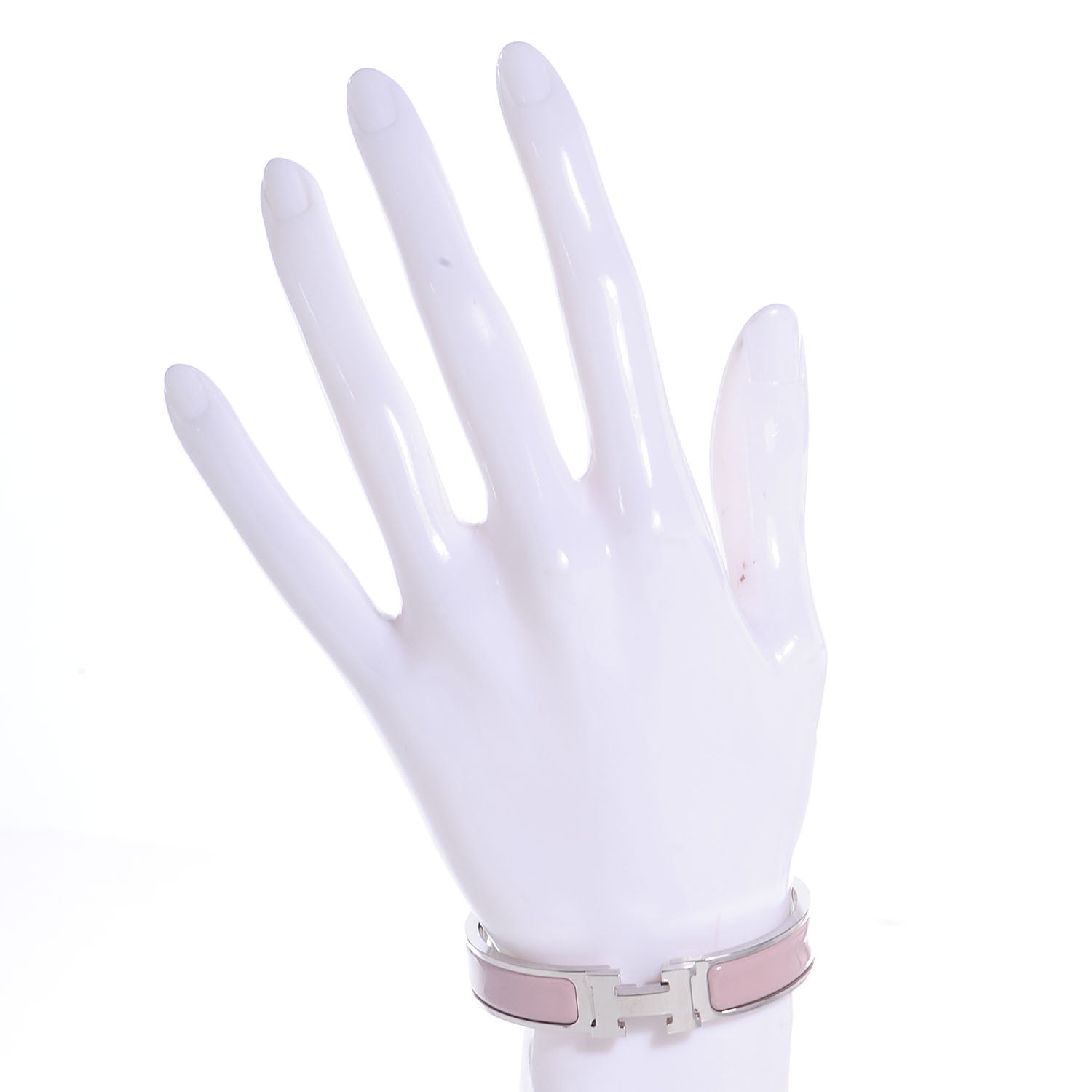 Hermes Narrow Enamel Clic Clac H Bracelet PM Rose Poudre 2 of 6