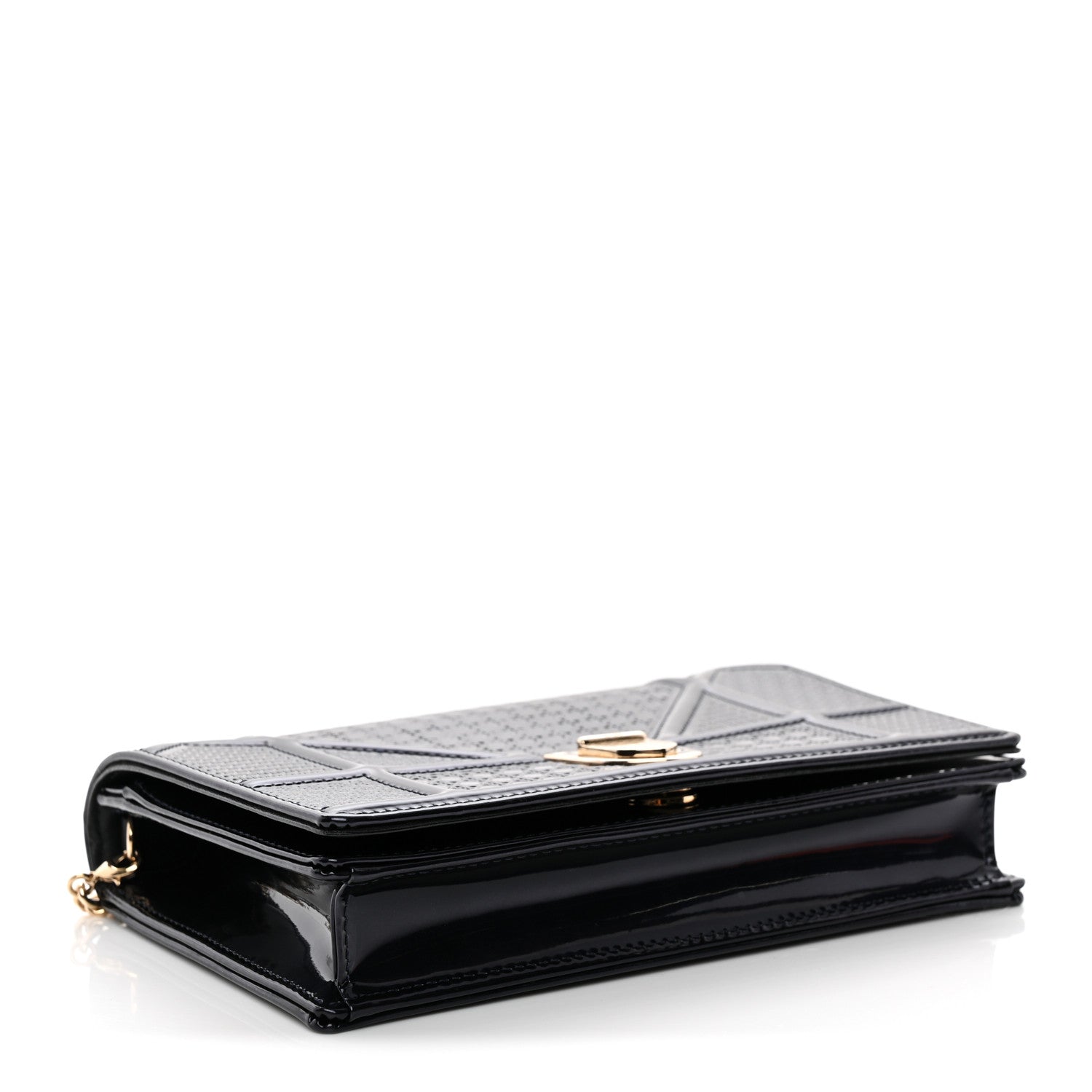 Christian Dior Metallic Patent Micro-Cannage Baby Diorama Flap Bag Navy Blue 4 of 12
