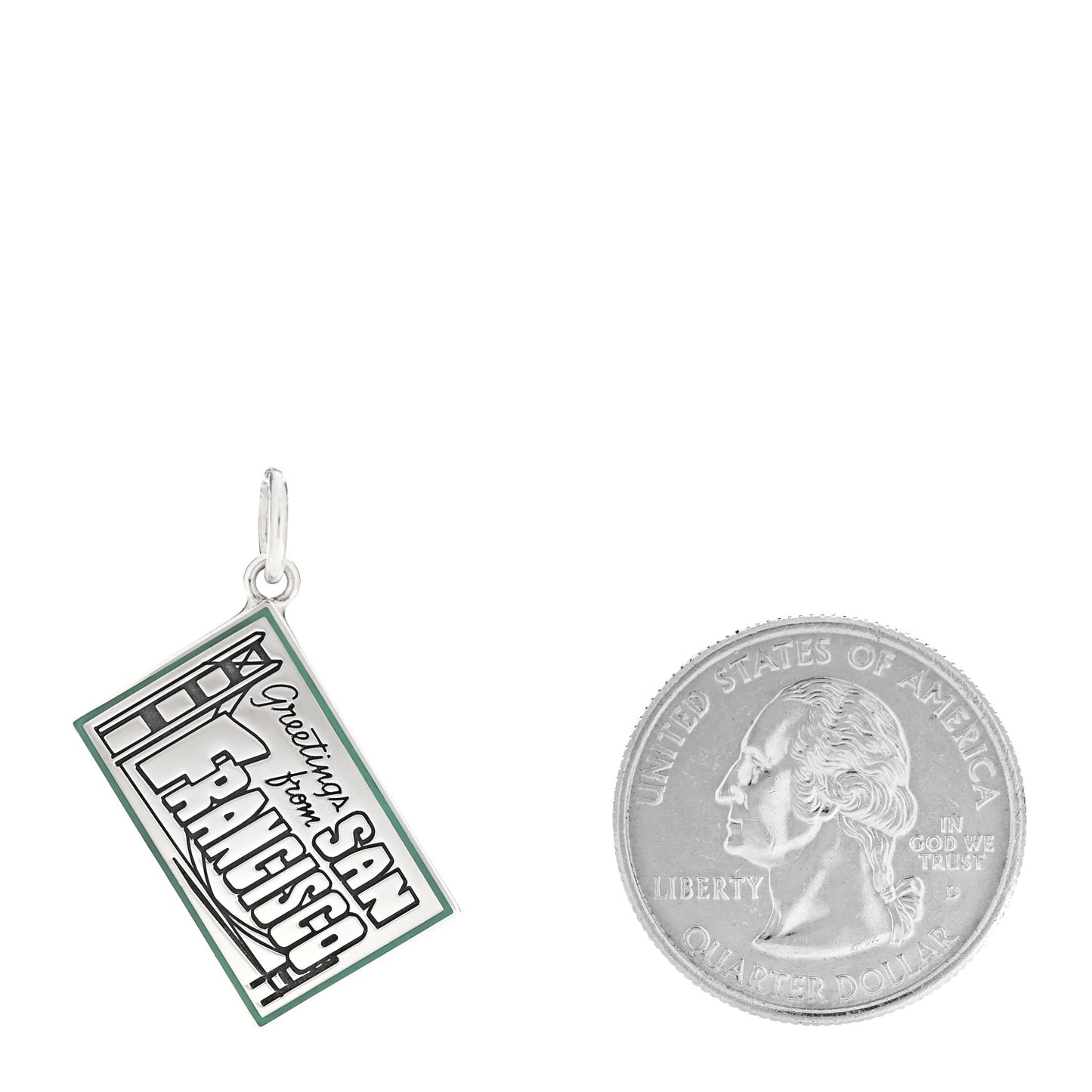 Sterling Silver Enamel San Francisco Postcard Charm Blue
