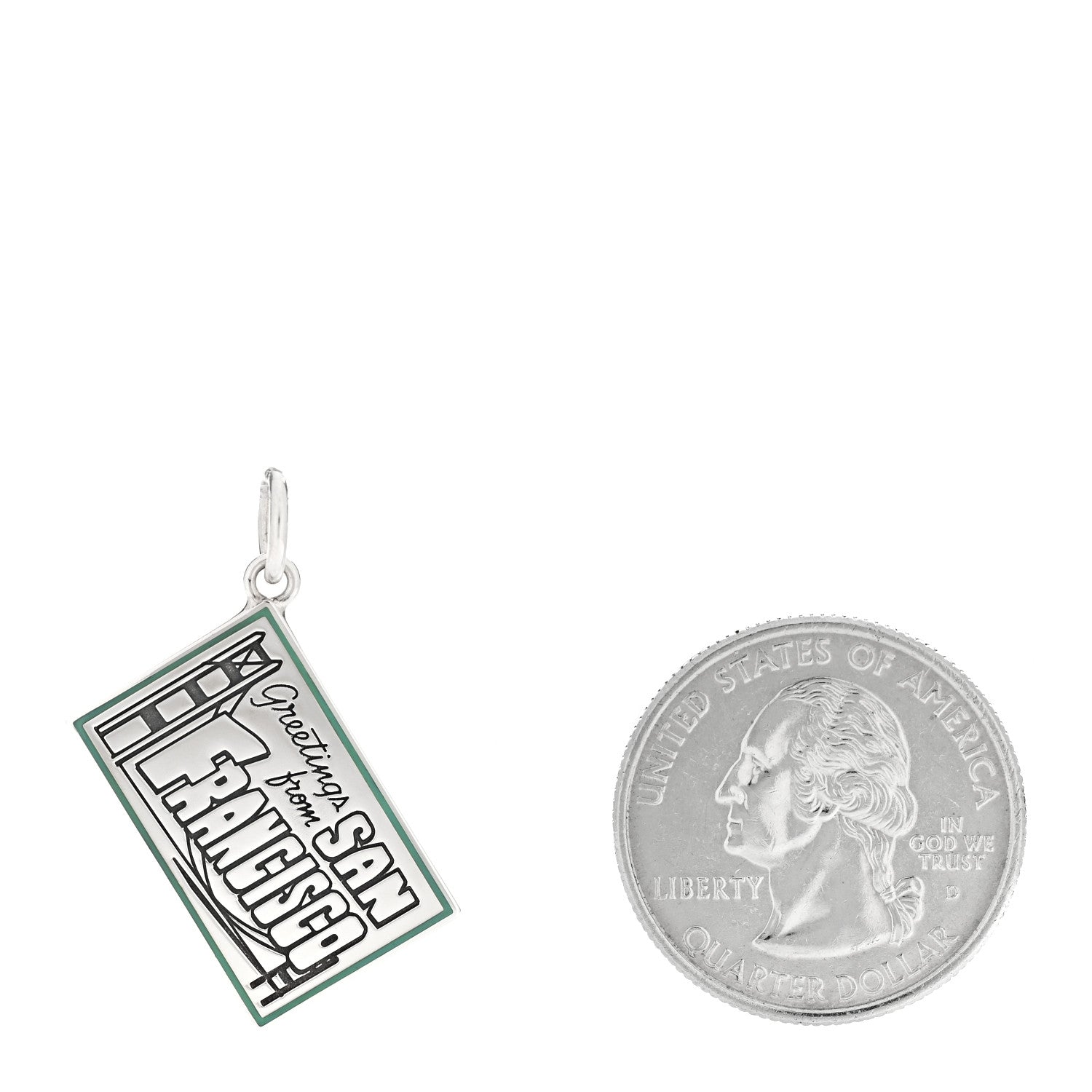 Tiffany Sterling Silver Enamel San Francisco Postcard Charm Blue 2 of 4