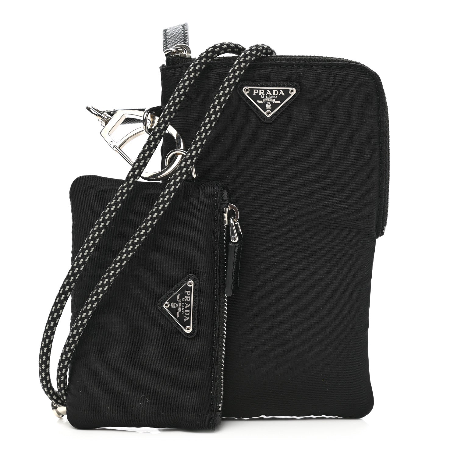 Prada Tessuto Re-Nylon Double Pouch Black 1 of 7