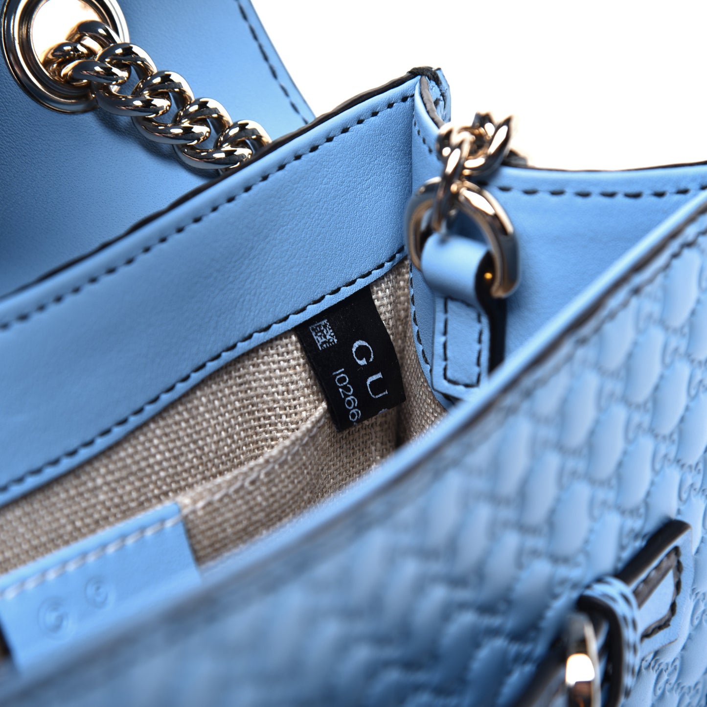 Soft Microguccissima Mini Emily Chain Shoulder Bag Mineral Blue