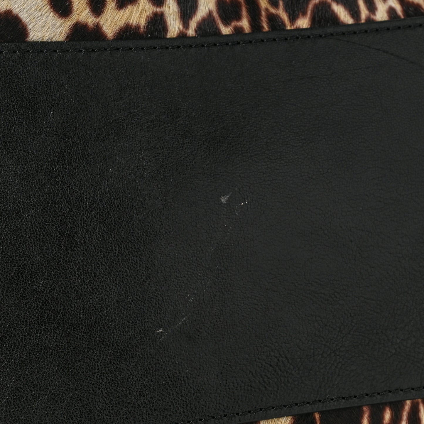 Pony Hair Smooth Calfskin Leopard Print Antigona Black