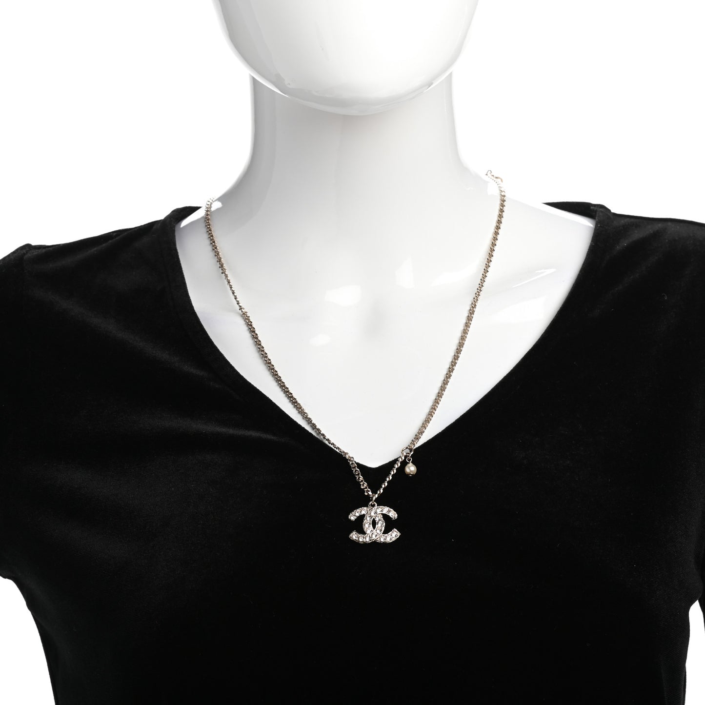 Crystal Chain CC Necklace Gold