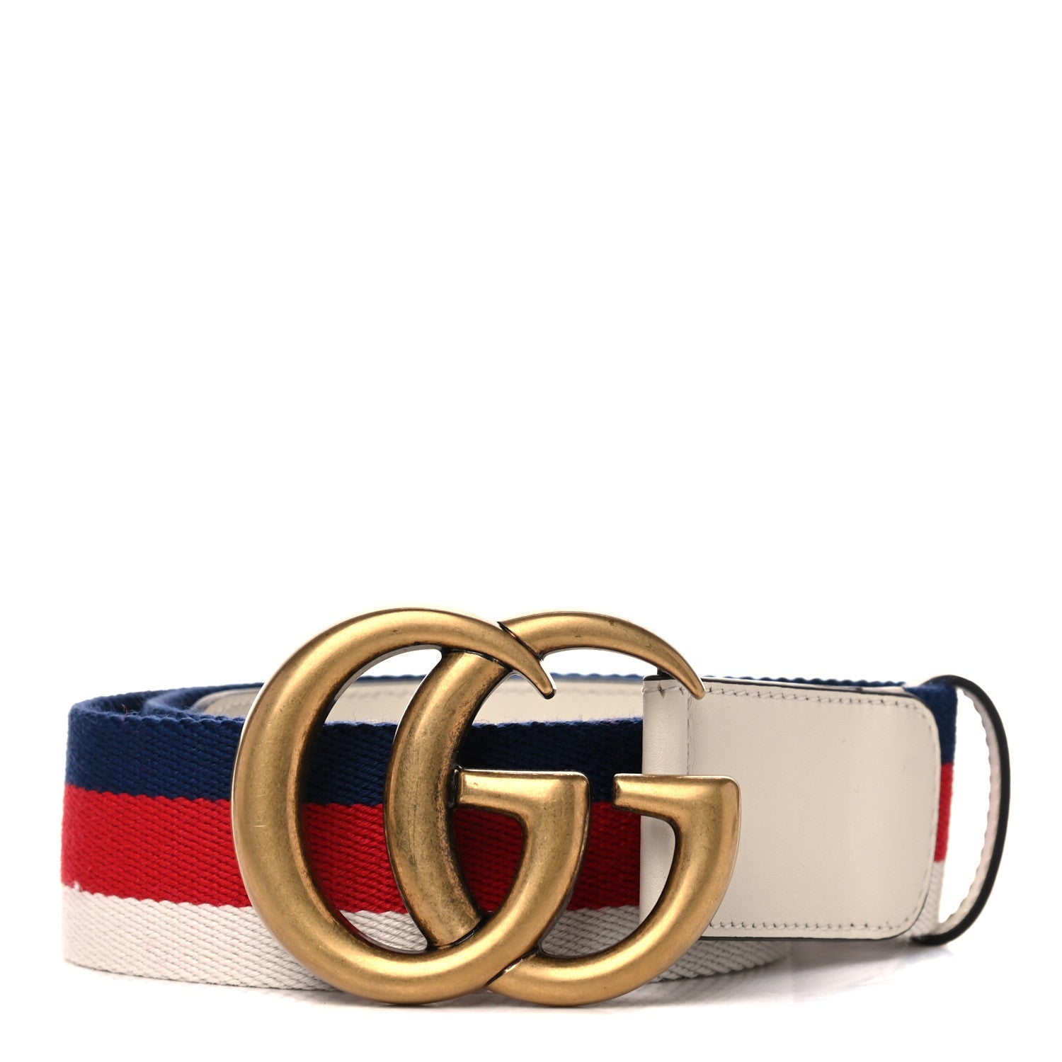 Gucci Nylon Calfskin Sylvie Web Double G 40mm Belt 90 36 Mystic White Hibiscus Red Maritime 1 of 5