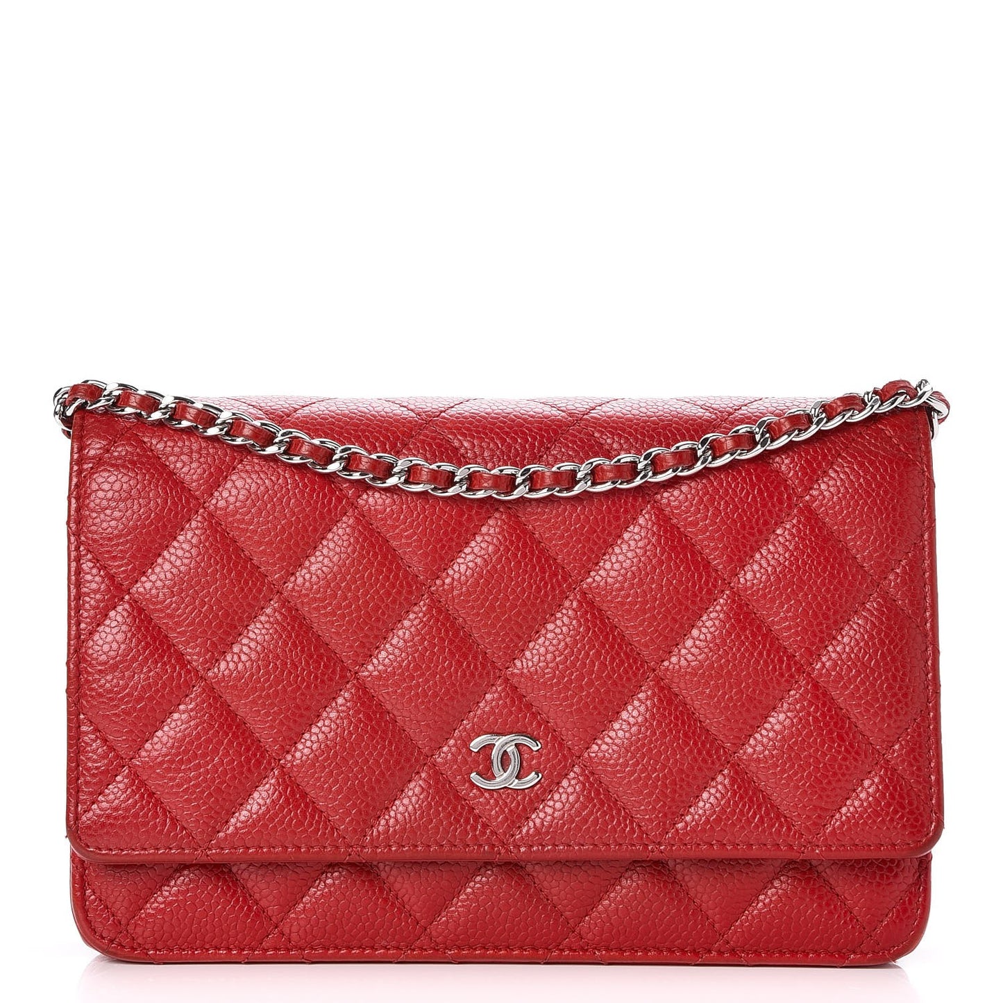 Caviar Quilted Wallet on Chain WOC Red