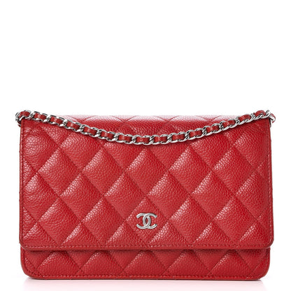 Chanel Caviar Quilted Wallet on Chain WOC Red 1 of 9