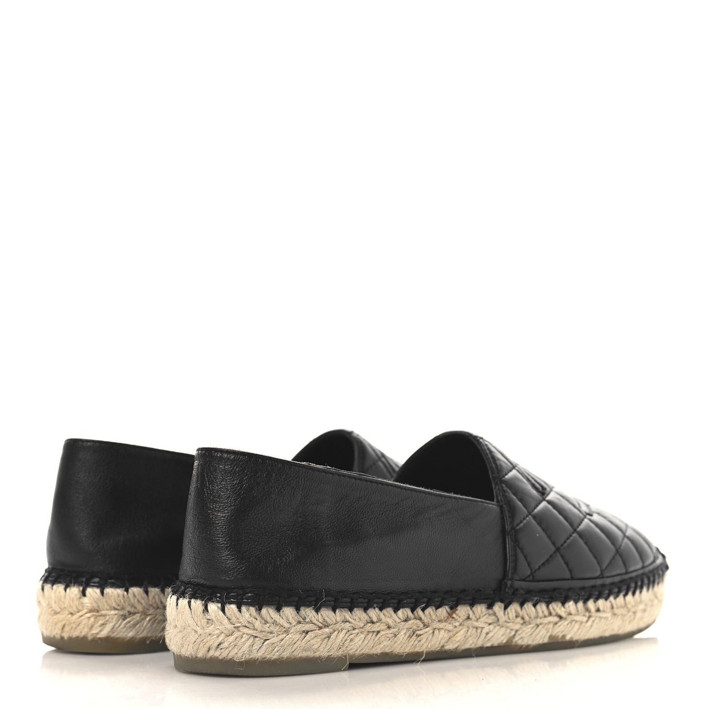 Lambskin Quilted CC Espadrilles 38 Black