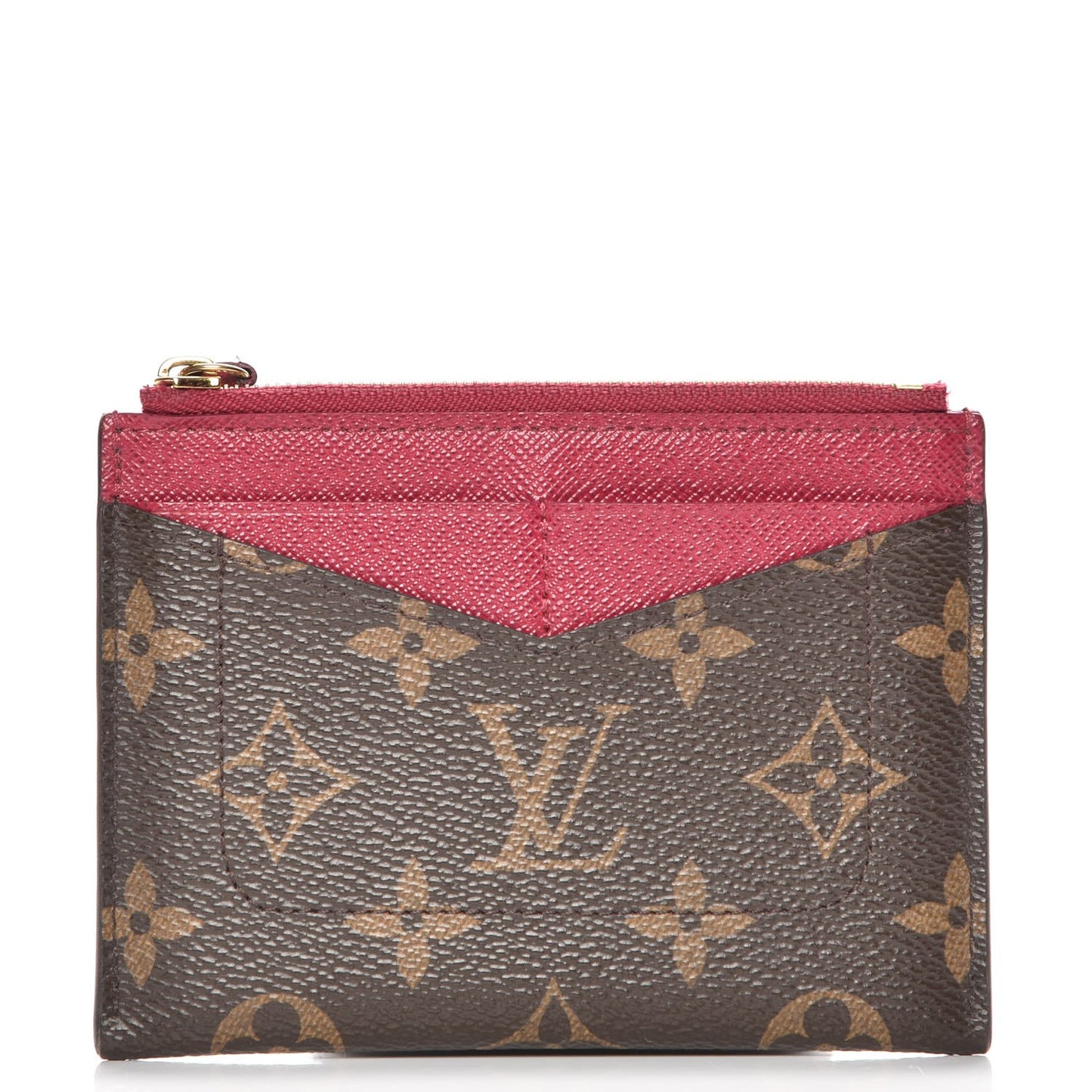 Monogram Zipped Card Holder Fuchsia