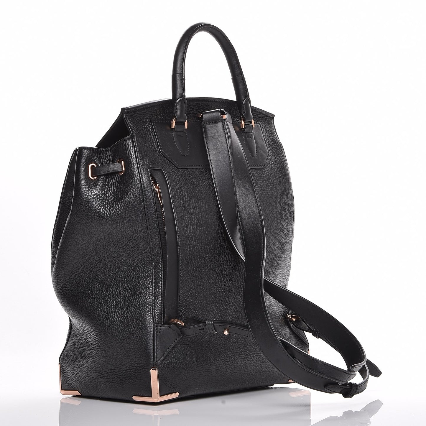 Pebbled Calfskin Prisma Skeletal Backpack Black Rose Gold Hardware