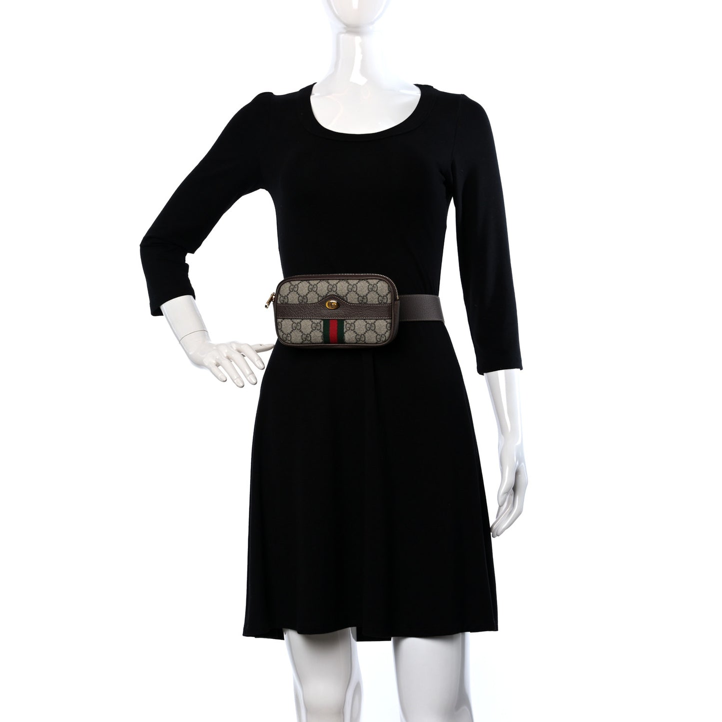 GG Supreme Monogram Web Ophidia Belted iPhone Case 85 34 Dark Brown