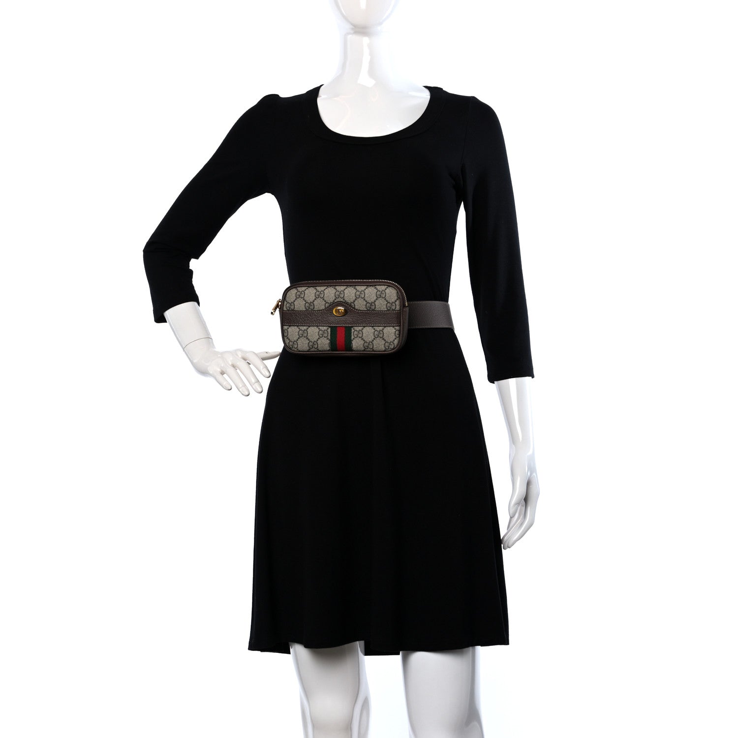 Gucci GG Supreme Monogram Web Ophidia Belted iPhone Case 85 34 Dark Brown 2 of 8