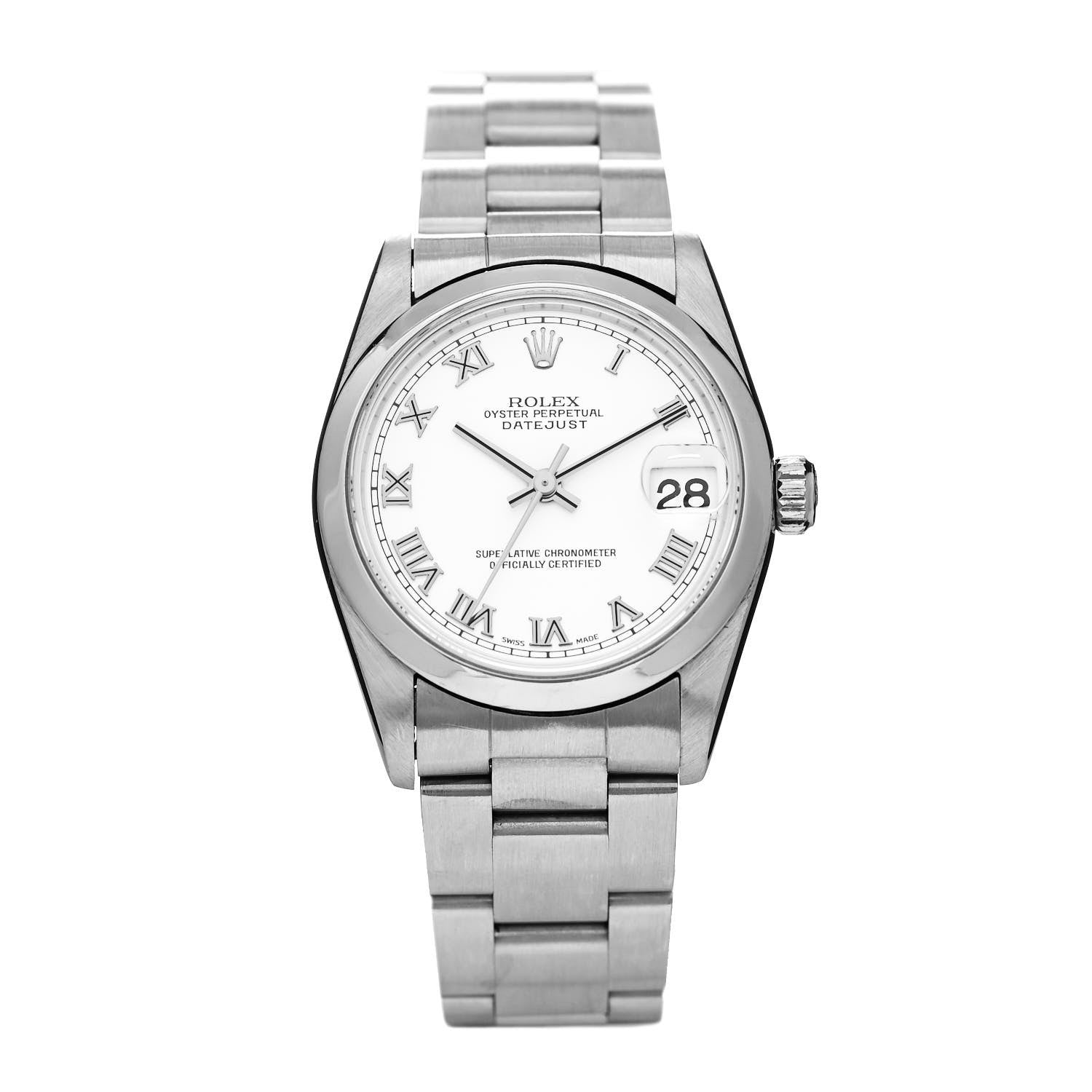 ROLEX Stainless Steel 31mm Oyster Perpetual Datejust Watch White Roman reference 178240 by FASHIONPHILE