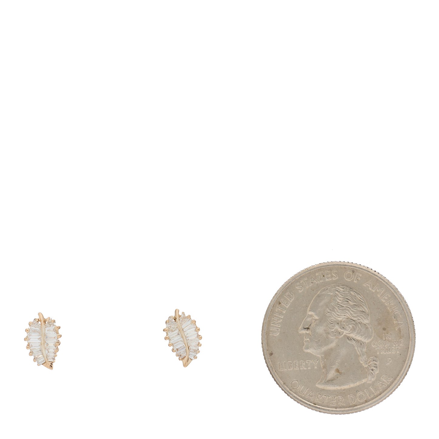 18K Rose Gold Diamond Small Palm Leaf Earrings