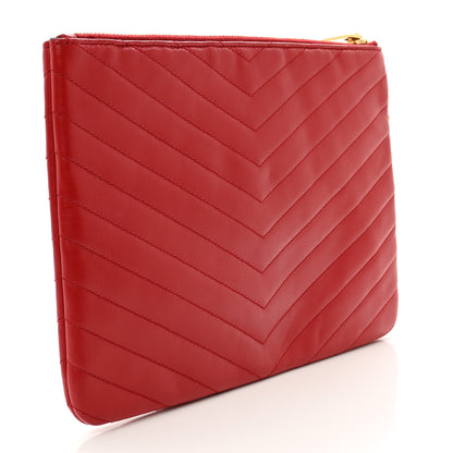 Saint Laurent Calfskin Matelasse Chevron Monogram A5 Wristlet Bandana Red 3 of 7