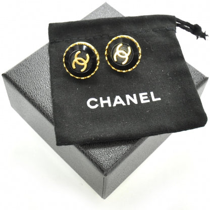 Chanel CC Clip On Earrings Black and Gold 96P 4 of 5