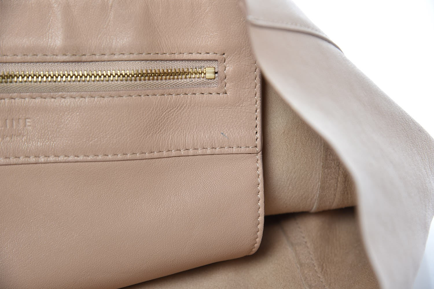 Celine Lambskin Vertical Bi-Cabas Beige Red 7 of 21