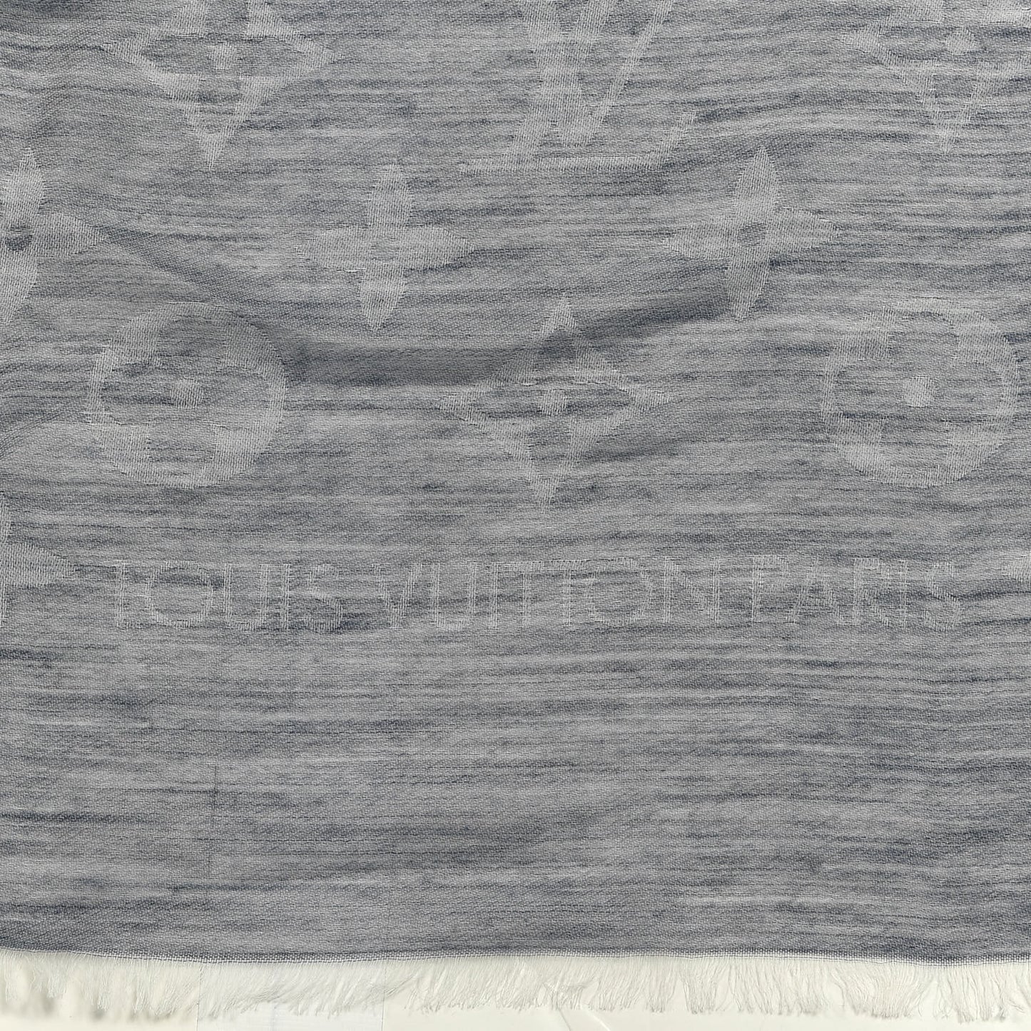 Wool Cotton Silk Daily Monogram Stole Denim