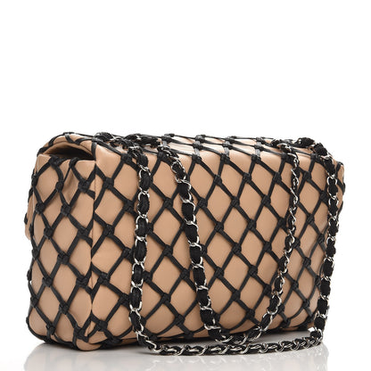 Chanel Lambskin Jumbo Canebiers Net Flap Biege 4 of 10