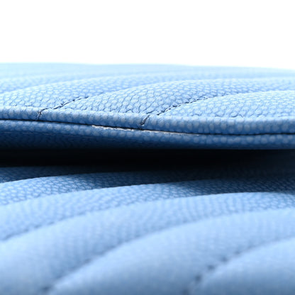 Chanel Caviar Flat Chevron Quilted Jumbo Double Flap Blue 12 of 12