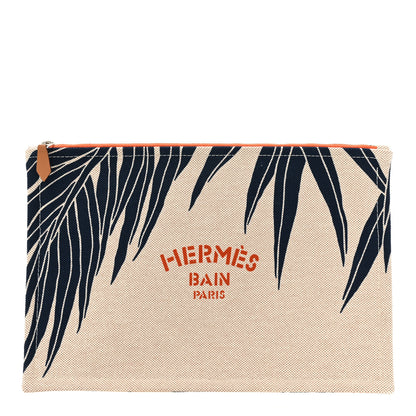 Hermes Canvas Jin et Leo Flat Case Marine Corail 1 of 8