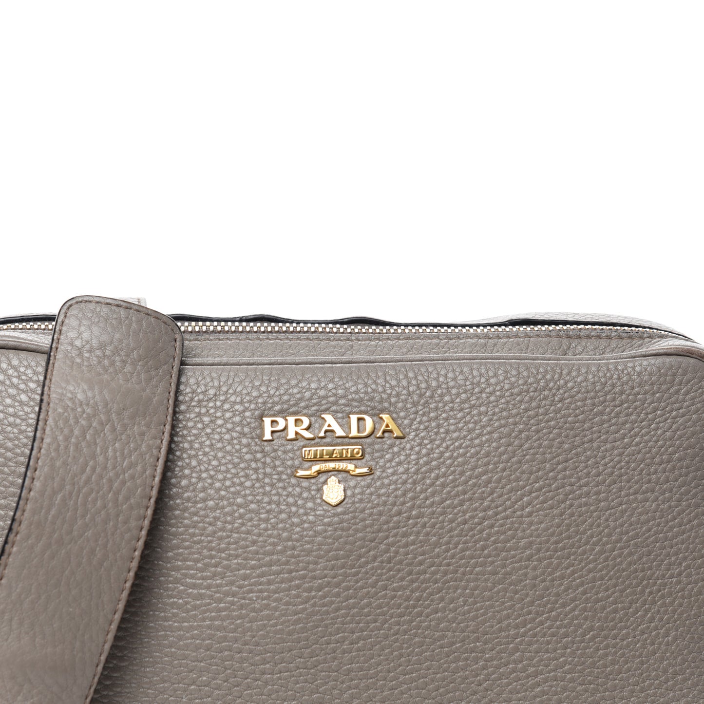 Vitello Daino Medium Double Zip Shoulder Bag Argilla