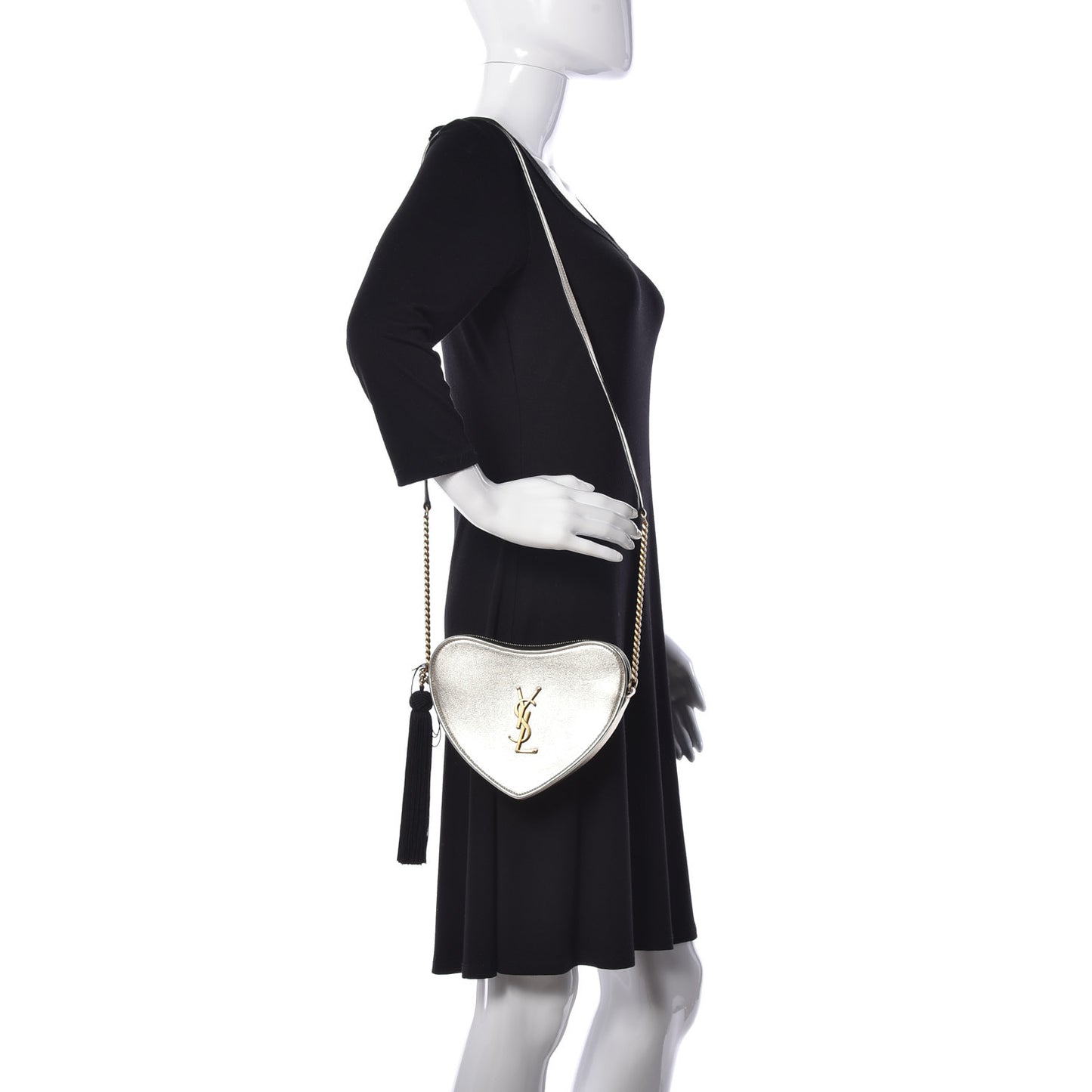Metallic Calfskin Heart Monogram Crossbody Pale Gold