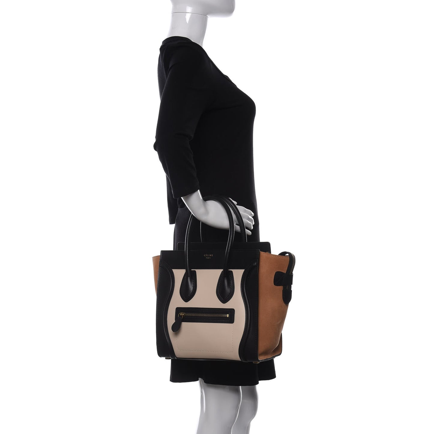 Satin Calfskin Suede Micro Tri-Color Luggage Seashell