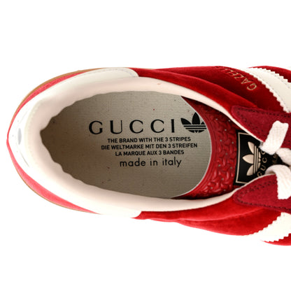 Gucci X ADIDAS Softy Velvet Suede Madeira Demetra Mens Gazelle Sneakers 8.5 Vulcanic Red Off White Hibiscus Red 7 of 8