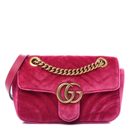 Gucci Velvet Matelasse Mini GG Marmont Shoulder Bag Light Raspberry Rose 1 of 10