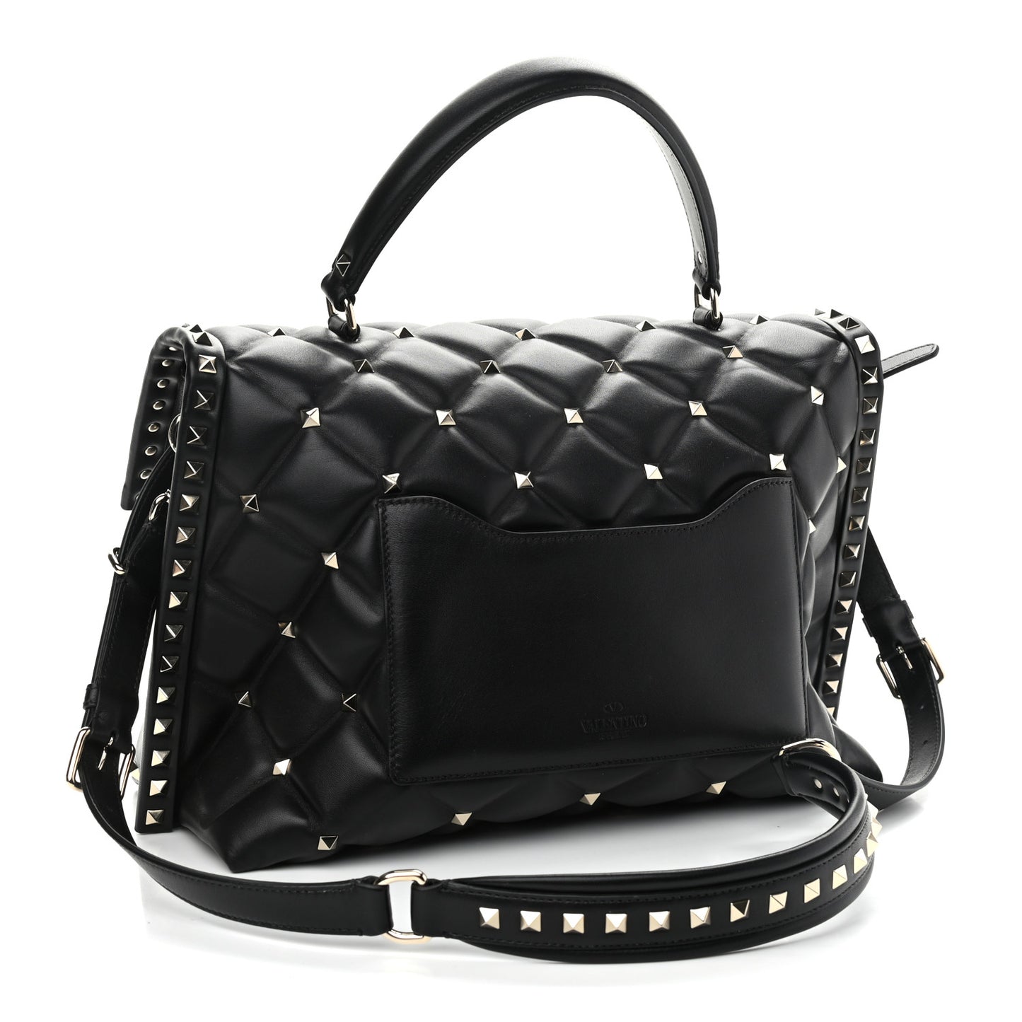 Nappa Large Candystud Top Handle Bag Black