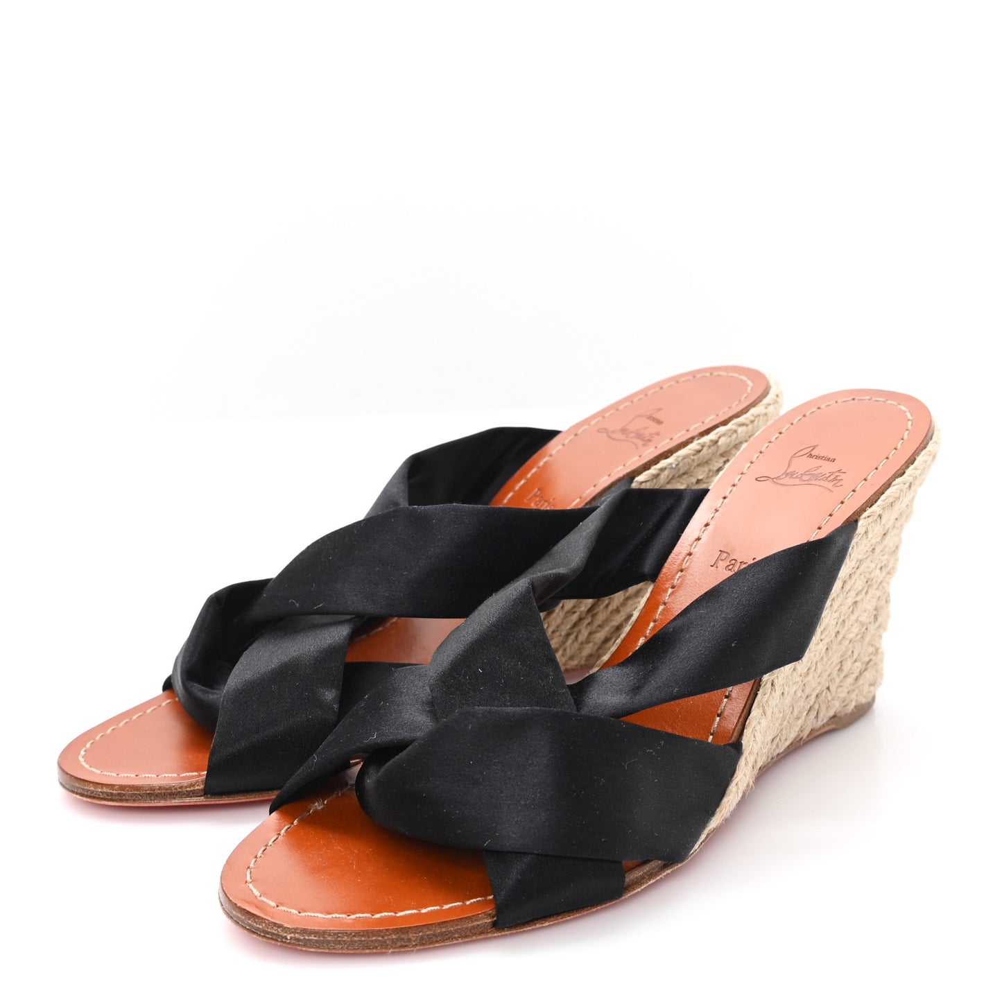 Silk Satin Delfin Espadrille Wedges 37 Black
