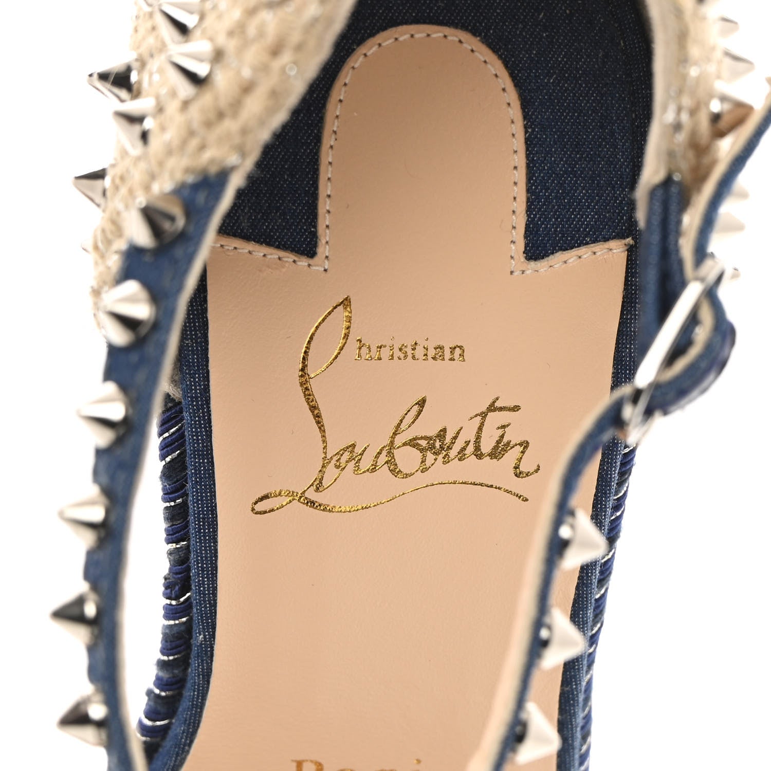 Christian Louboutin Denim Madmonica 120 Wedge Sandals 37 Blue 7 of 11
