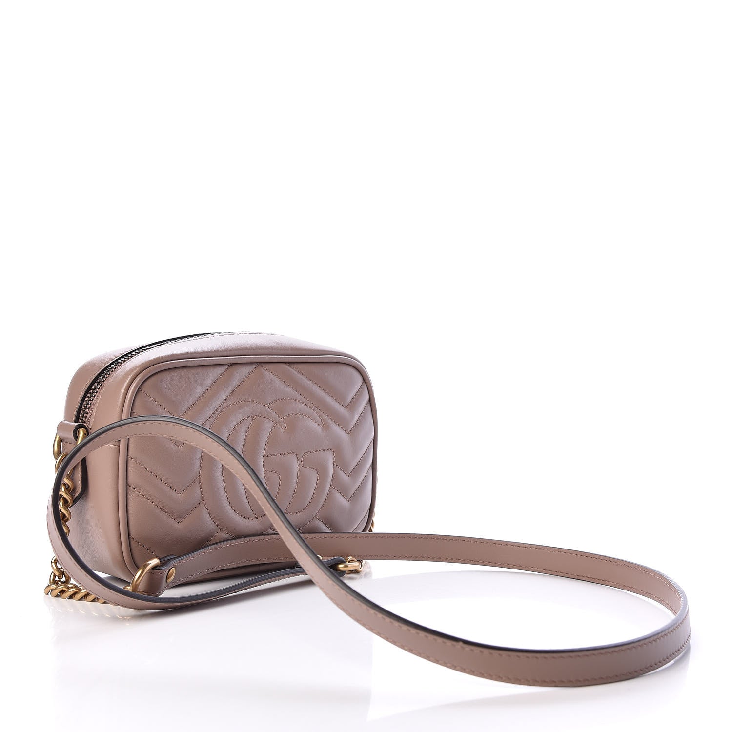 Gucci Calfskin Matelasse Mini GG Marmont Chain Shoulder Bag Porcelain Rose 3 of 9