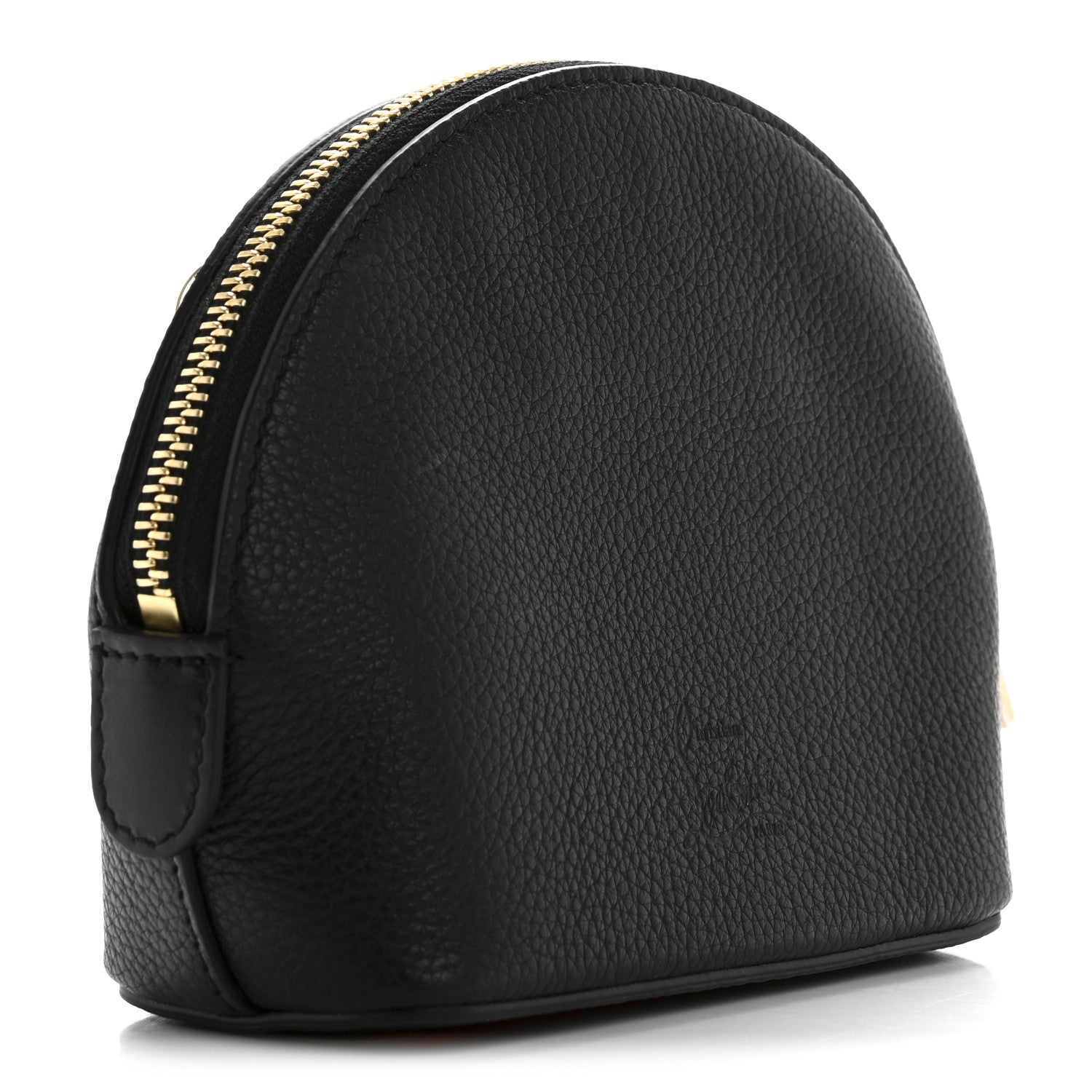 Christian Louboutin Grained Calfskin Carasky Studded Cosmetic Pouch Black Gold 3 of 9