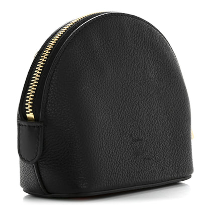 Christian Louboutin Grained Calfskin Carasky Studded Cosmetic Pouch Black Gold 3 of 9