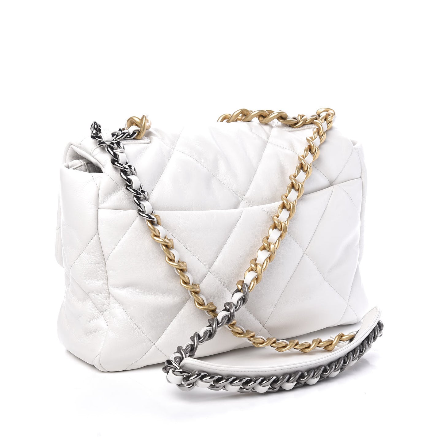 Goatskin Quilted Large 19 Flap White