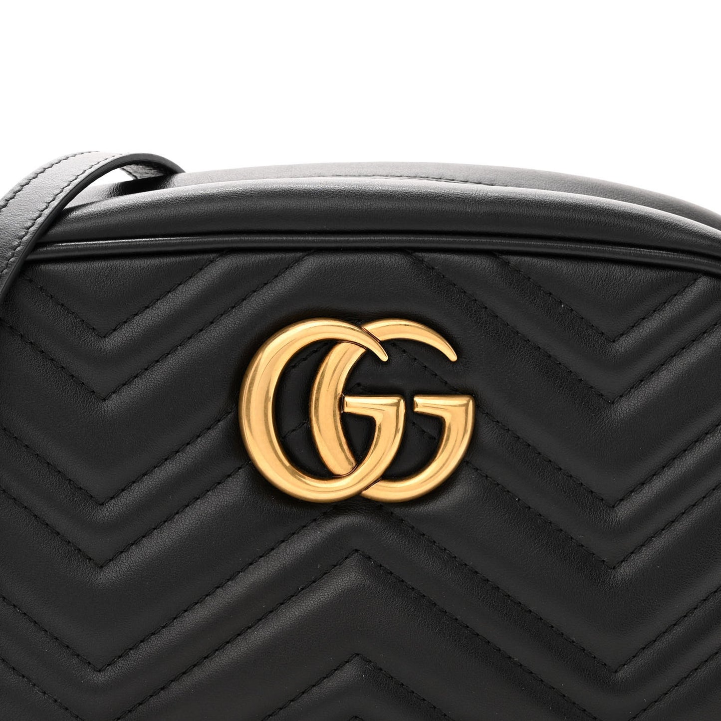 Calfskin Matelasse Small GG Marmont Chain Shoulder Bag Black