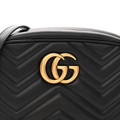 Gucci Calfskin Matelasse Small GG Marmont Chain Shoulder Bag Black 9 of 12