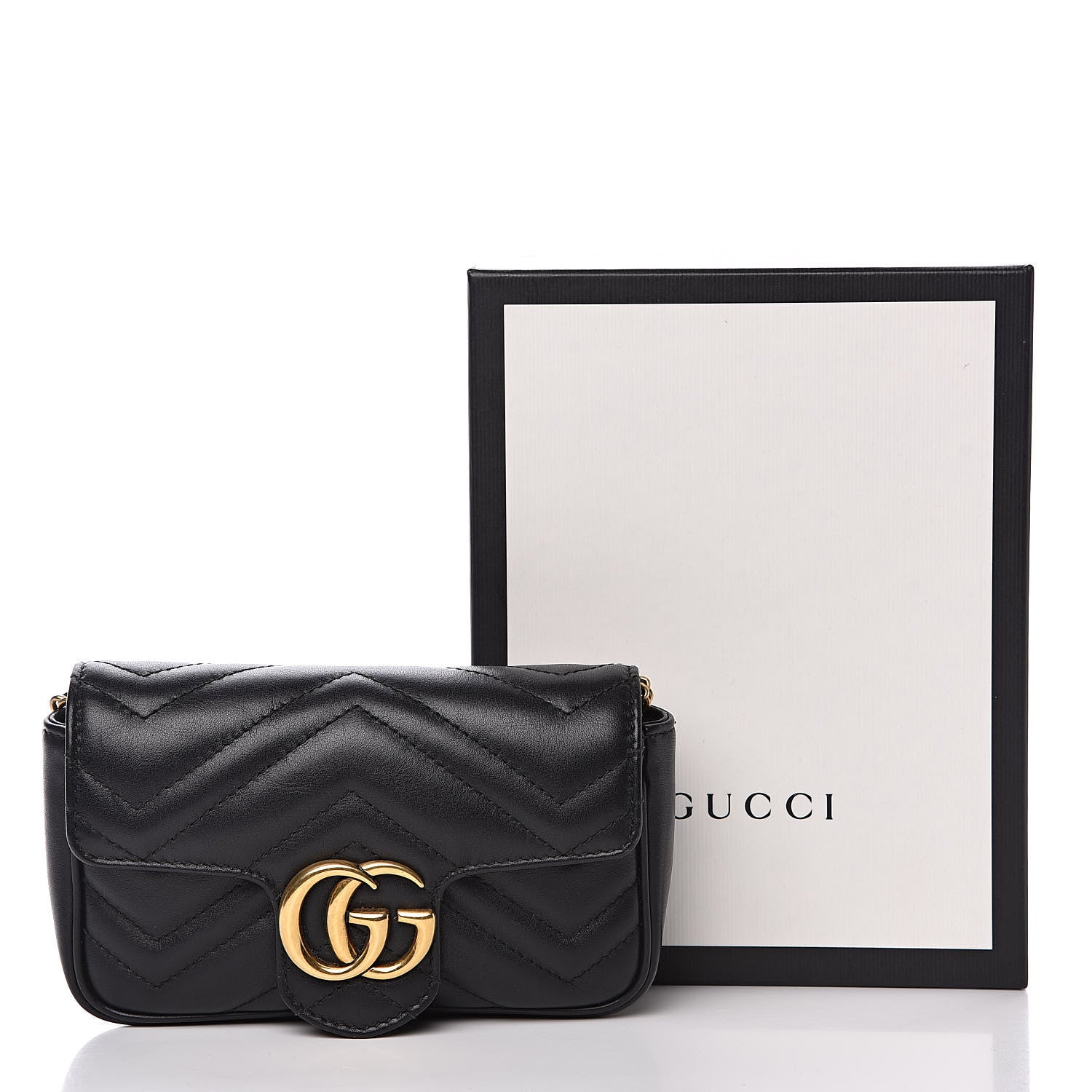 Gucci Calfskin Matelasse Super Mini GG Marmont Shoulder Bag Black 13 of 13