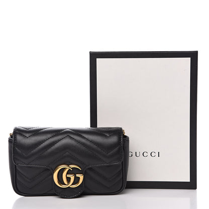 Gucci Calfskin Matelasse Super Mini GG Marmont Shoulder Bag Black 13 of 13
