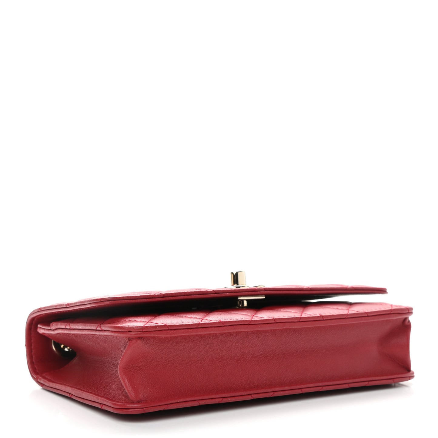 Lambskin Quilted Trendy CC Wallet On Chain WOC Red