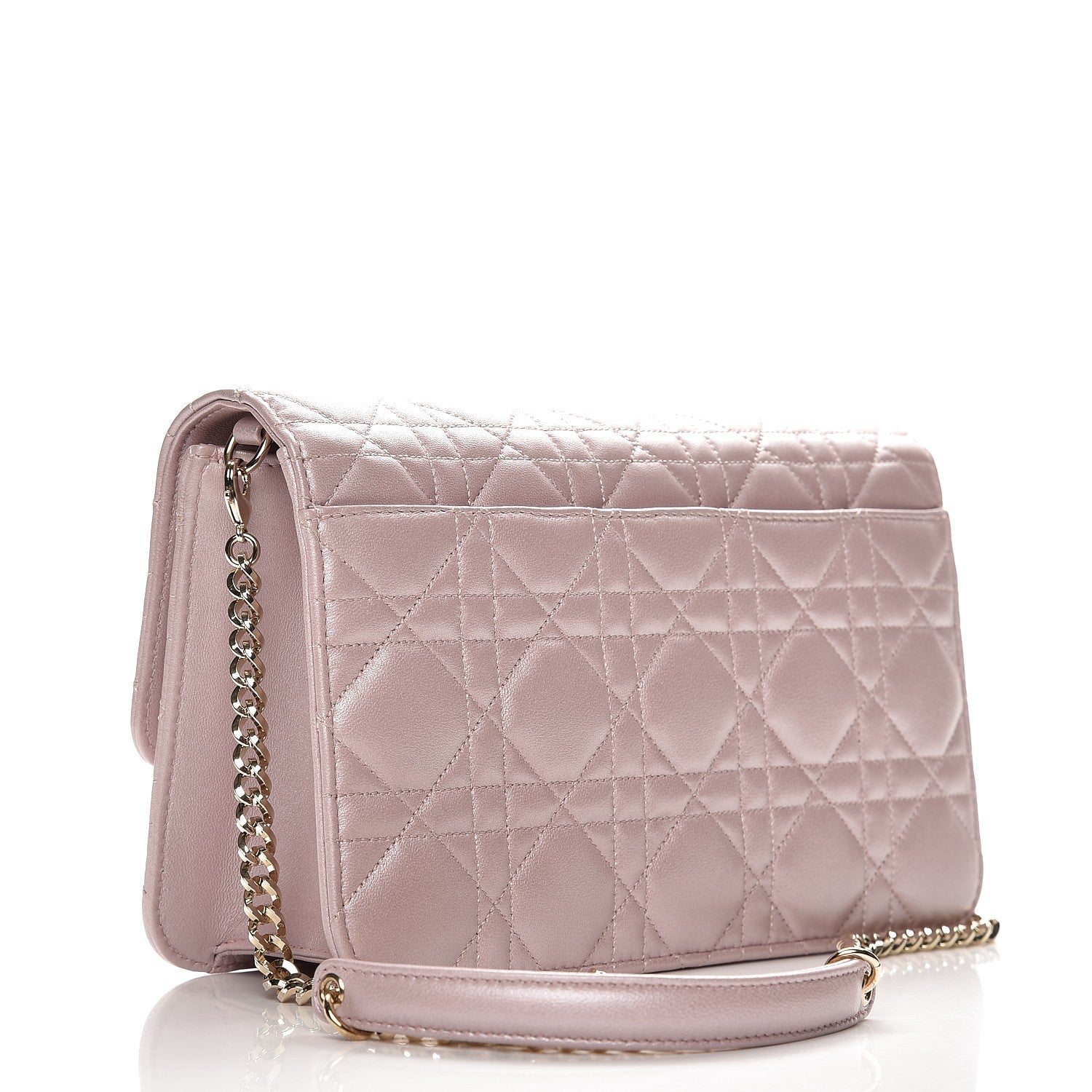 Christian Dior Metallic Lambskin Cannage Miss Dior Promenade Pouch Pink 3 of 6