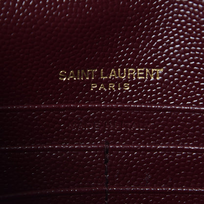 Saint Laurent Grain De Poudre Matelasse Chevron Monogram Envelope Chain Wallet Rouge Legion 6 of 9