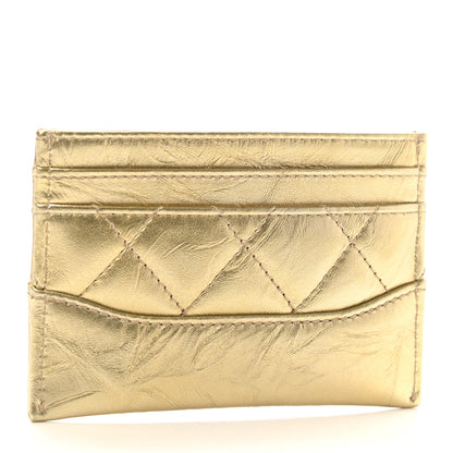 Chanel Metallic Aged Calfskin Quilted Gabrielle Card Holder Wallet Gold 3 of 7