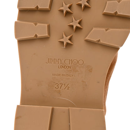 Jimmy Choo Suede Crystal Clayton Flat Ankle Boots 37.5 Caramel 6 of 8