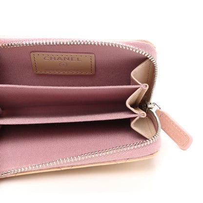 Chanel Iridescent Calfskin Quilted Zip Coin Purse Wallet Pink 5 of 7