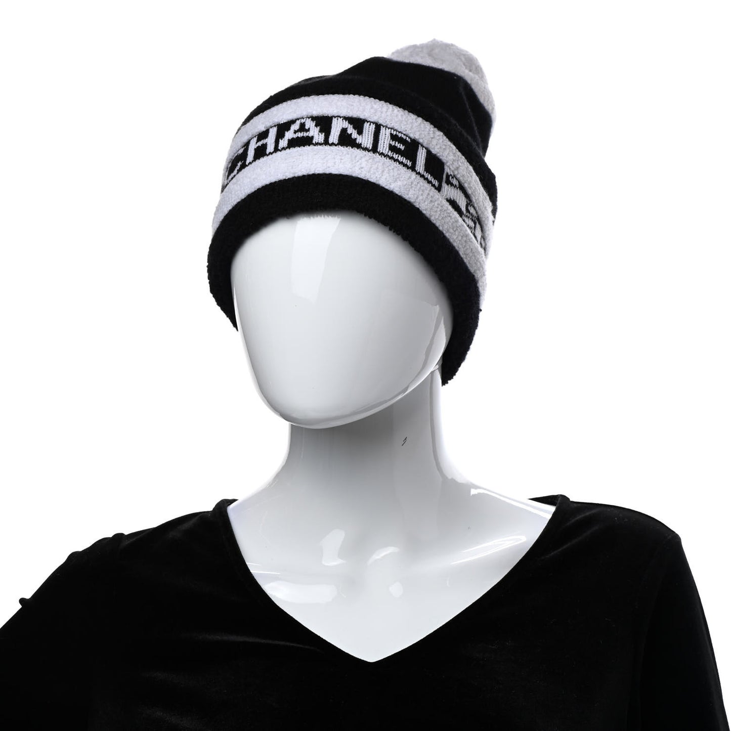 Cashmere CC Beanie Hat Ecru Black