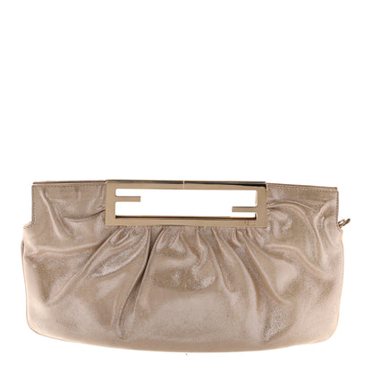 Fendi Metallic Lurex FF Cutout Baguette Clutch Gold 1 of 16
